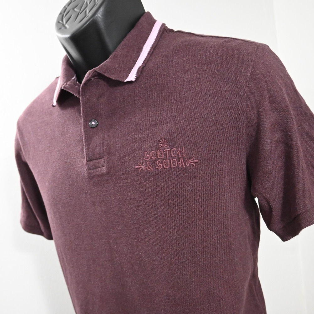 Scotch & Soda Golf Polo Shirt Dark Red Casual Short Sleeve Mens Size Small